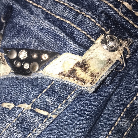 Miss me jeans unique cute bling  cow print flap pockets size 28 - Picture 5 of 16